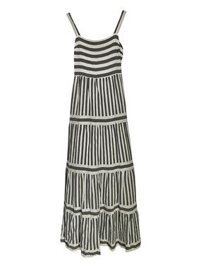 O.P.T. Elara Gray Striped Dress XS Maxi